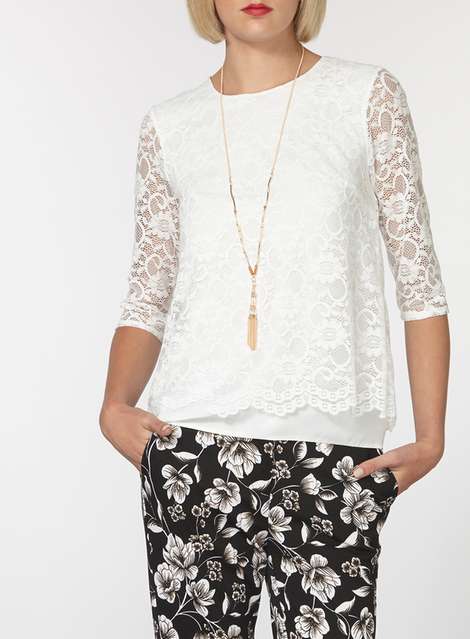 Ivory Lace Zip Back Top